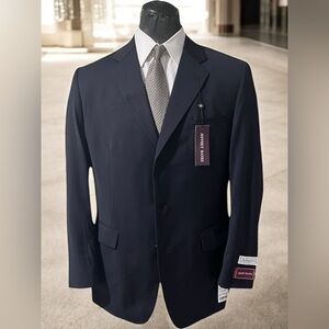 Jeffrey Banks Athletic Fit, Elegant Men's Navy Suit Jacket Stunning 100% Wool.☑️
